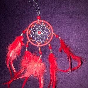 Red Dreamcatcher with Feathers